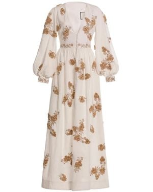 Agua Bendita Frambuesa Cordillera Long-Sleeve Maxi Dress - White