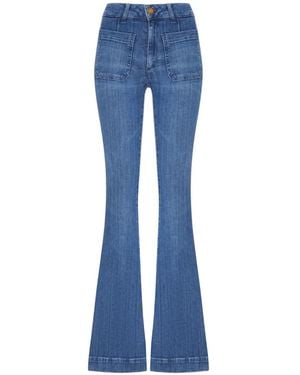 The Seafarer Patch-Pocket Flared Jeans - Blue