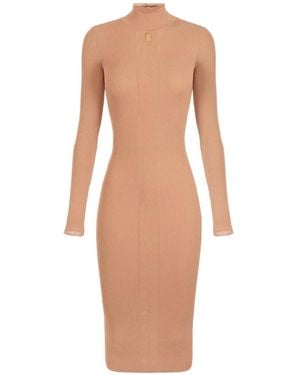 Elisabetta Franchi Vestido De Punto Con Logo - Blanco