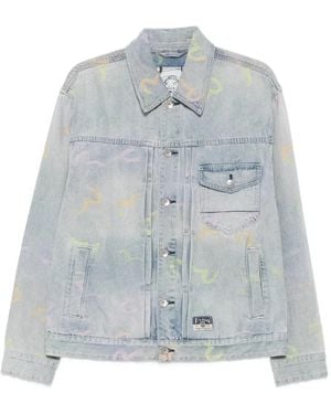 Evisu Veste En Jean Inda À Imprimé Mouette - Blue