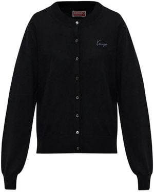 KENZO Cárdigan Signature Con Logo Bordado - Negro