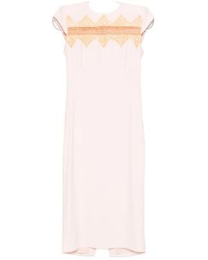 McQueen Lace-Insert Midi Dress - Pink