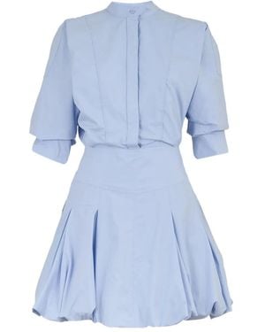 Jonathan Simkhai Effie Puffball-Hem Shirt Dress - Blue