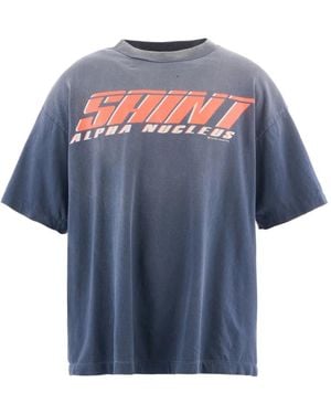 SAINT Mxxxxxx Text-Print T-Shirt - Blue