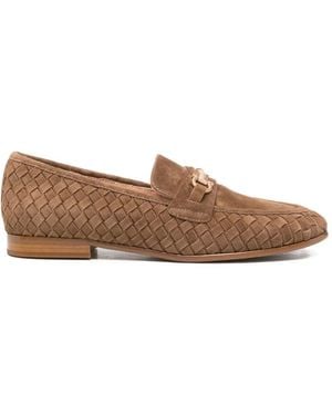 ADRIANNA FERETTI Woven Horsebit-Detail Loafers - Brown