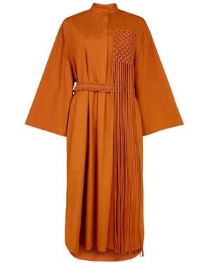ROKSANDA Poska Macramé-Fringe Midi Dress - Orange