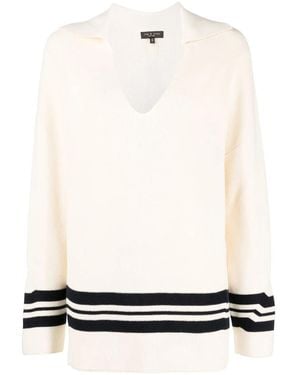 Rag & Bone Jersey oversize con ribete de rayas - Blanco