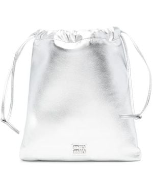 Miu Miu Logo-Lettering Clutch Bag - White