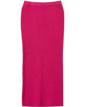 Twinset Rib Knit Midi Skirt - Pink