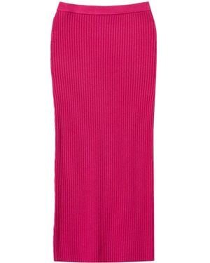 Twinset Rib Knit Midi Skirt - Pink