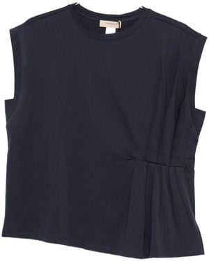 Twinset Pleated Asymmetric T-Shirt - Blue