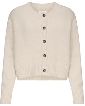 Loulou de Saison Remus Ribbed-Knit Cropped Cardigan - White