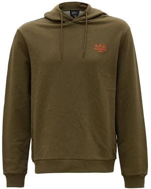 A.P.C. Sudadera con capucha y logo bordado - Verde