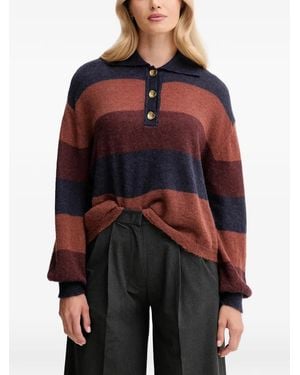 Sessun Striped Knitted Top - Red
