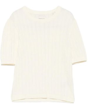 GANT Cable-Knit Short-Sleeve T-Shirt - White