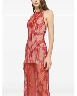 Nissa Rhinestone-Embellished Lace Maxi Dress - Red