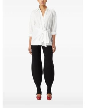 GAUGE81 Cotton Wrap Belted Shirt - White