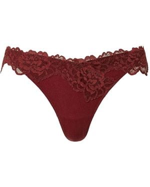 Twinset Tanga de encaje y canalé - Rojo