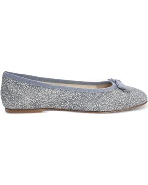 Casadei Bow-Embellished Calf Leather Flats - Grey