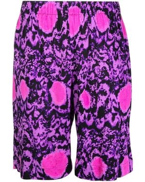 Edward Crutchley Abstract-Pattern Silk Shorts - Purple