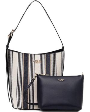 Guess Gestreifter Nicolette Shopper - Schwarz