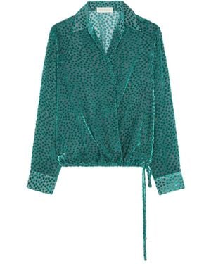 Dries Van Noten Gewickeltes Devoré-Hemd - Grün