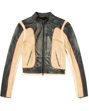 DIESEL L-oonie Panelled Leather Jacket - ブラック