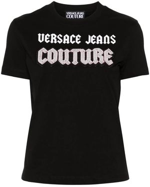 Versace Jeans Couture Bead-Embellished Cotton T-Shirt - Black