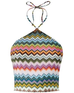 Missoni Zigzag-Pattern Halter-Neck Top - White
