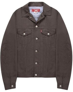 Junya Watanabe Pinstripe Elbow-Patch Jacket - Brown