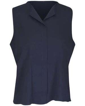 Peter Cohen Sleeveless Notched-Collar Blouse - Blue
