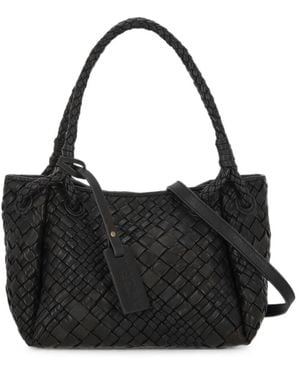 VISONA Woven-Leather Shoulder Bag - Black