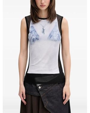 ANDERSSON BELL Trompe-L'Oeil Wet-Effect Tank Top - Blue