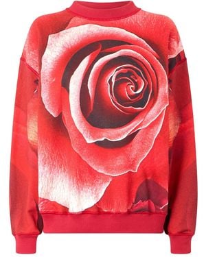 Roberto Cavalli Rose-Print Sweatshirt - Red