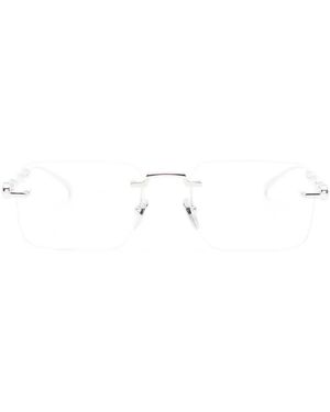Gucci Rahmenlose Bamboo Brille Mit Eckigem Gestell - Weiß