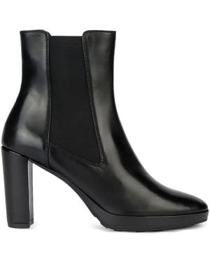 Geox Walk Pleasure Elastic-Panel Block-Heel Booties - Black