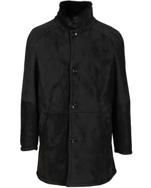 Al Duca d'Aosta Shearling Button-Up Coat - Black