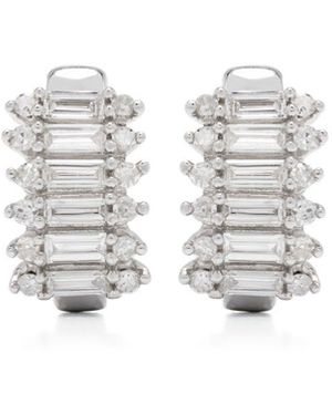 Adina Reyter Stack Baguette J-Shaped Hoop Earrings - White