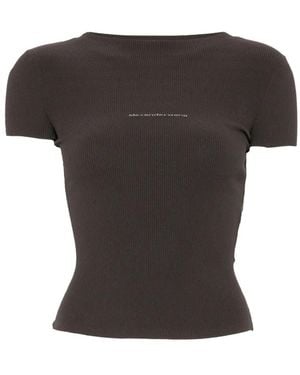 Alexander Wang Ribbed-Knit Logo-Print T-Shirt - Black