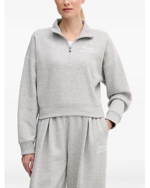 Under Armour Ua Rival Script Quarter-Zip Cropped Sweater - Gray