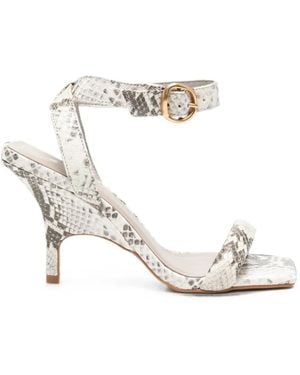 Carrano Snake-Effect Buckle-Fastening Sandals - White