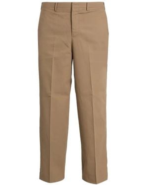 PT Torino Pressed-Crease Straight-Leg Trousers - Natural