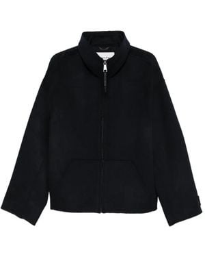 Amaranto Zip-Up Spread-Collar Jacket - Black