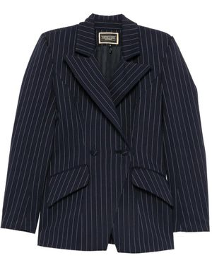 MITILIANE COUTURE Pinstripe-Pattern Double-Breasted Blazer - Blue