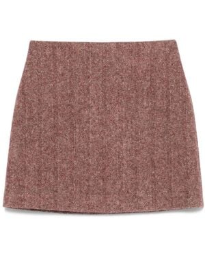 Blazé Milano Herringbone Mini Skirt - Brown