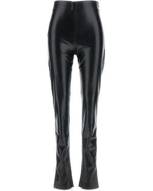 ANDAMANE Faux-Leather Zipped-Hem Trousers - Black