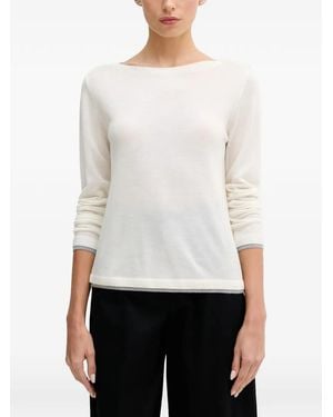 Benetton Boat-Neck Long-Sleeve Jumper - White