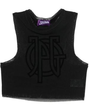 Jean Paul Gaultier Logo-Detail Cropped Top - Black