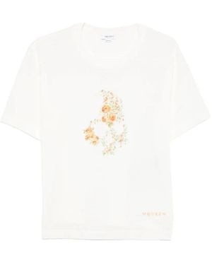 McQueen Floral-Print T-Shirt - White