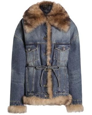 Dolce & Gabbana Faux-Fur Detail Denim Coat - Blue